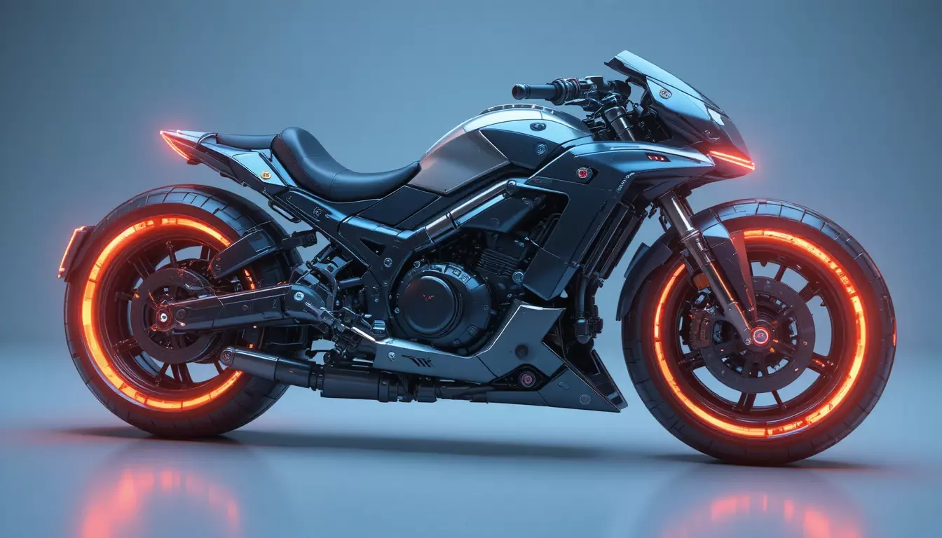 Futuristic Hover Bike 3D Model Sci-Fi Racing Vehicle Game-Ready 3D model_11