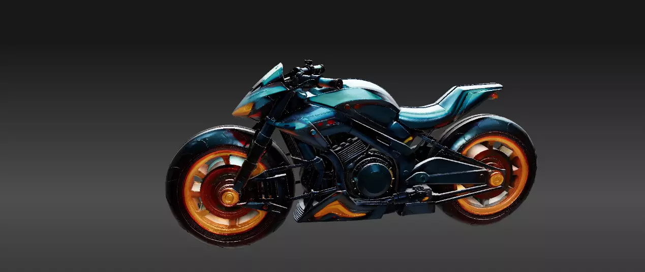 Futuristic Hover Bike 3D Model Sci-Fi Racing Vehicle Game-Ready 3D model_0