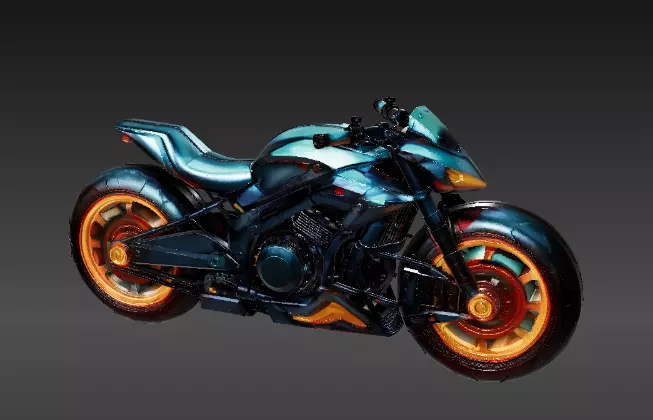 Futuristic Hover Bike 3D Model Sci-Fi Racing Vehicle Game-Ready 3D model_6