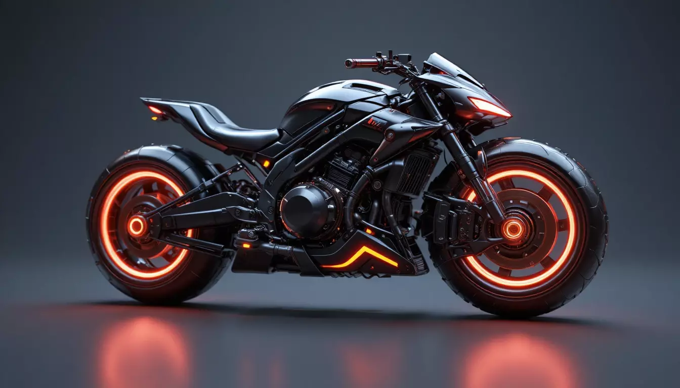 Futuristic Hover Bike 3D Model Sci-Fi Racing Vehicle Game-Ready 3D model_5