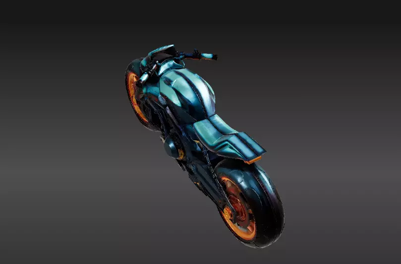 Futuristic Hover Bike 3D Model Sci-Fi Racing Vehicle Game-Ready 3D model_8