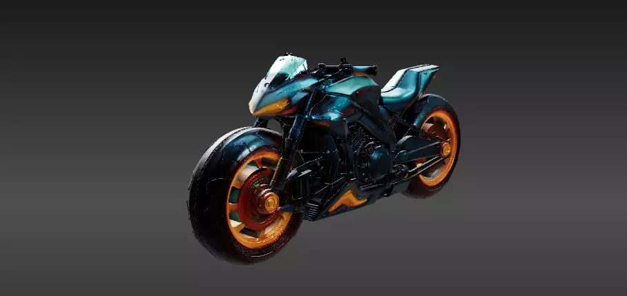 Futuristic Hover Bike 3D Model Sci-Fi Racing Vehicle Game-Ready 3D model_1