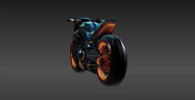 Futuristic Hover Bike 3D Model Sci-Fi Racing Vehicle Game-Ready 3D model_3