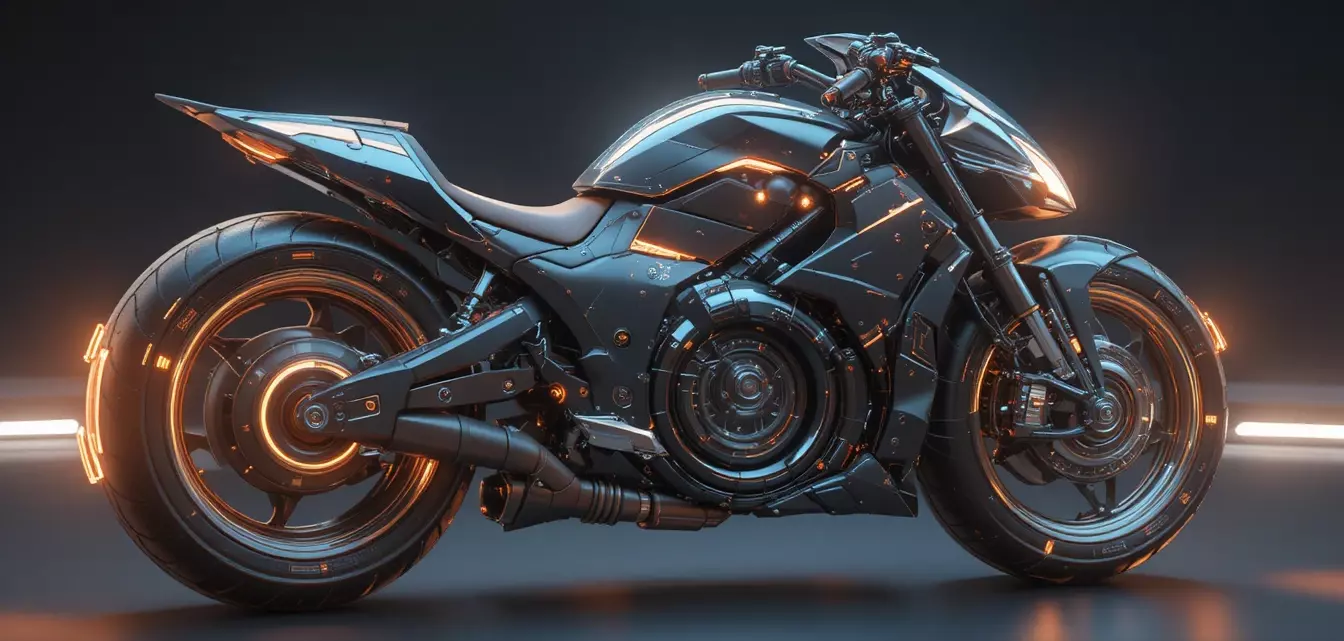 Futuristic Hover Bike 3D Model Sci-Fi Racing Vehicle Game-Ready 3D model_9