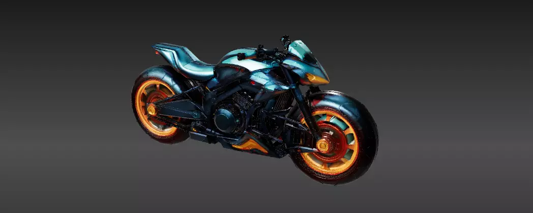 Futuristic Hover Bike 3D Model Sci-Fi Racing Vehicle Game-Ready 3D model_4