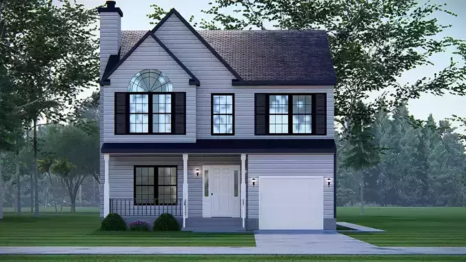 Contemporary Two-Story American House  Modern Exterior 3D Model