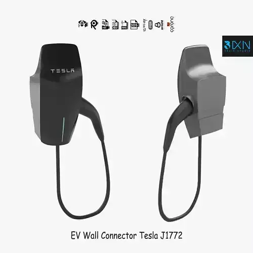 EV Wall Connector Tesla J1772 3D model