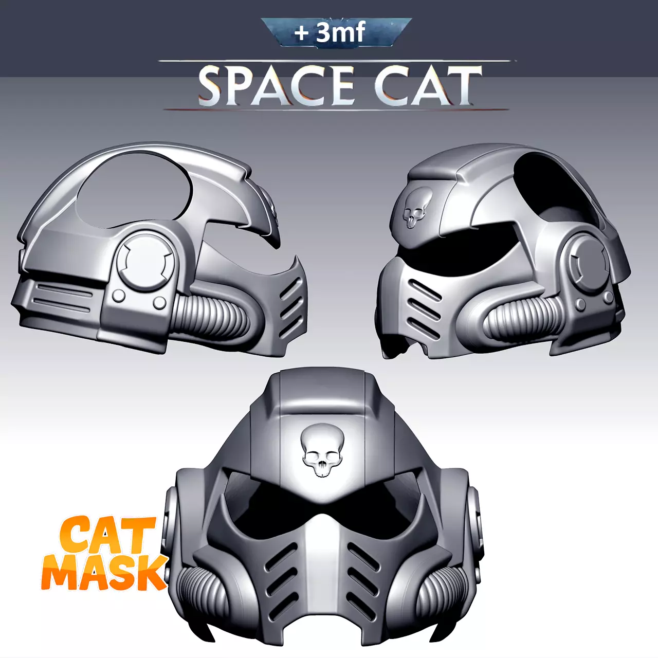 Space Marine Helmet for Cats 3D Printable Pet Cosplay 3D print model_3