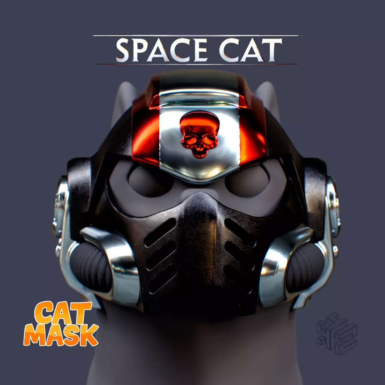 Space Marine Helmet for Cats 3D Printable Pet Cosplay 3D print model_0