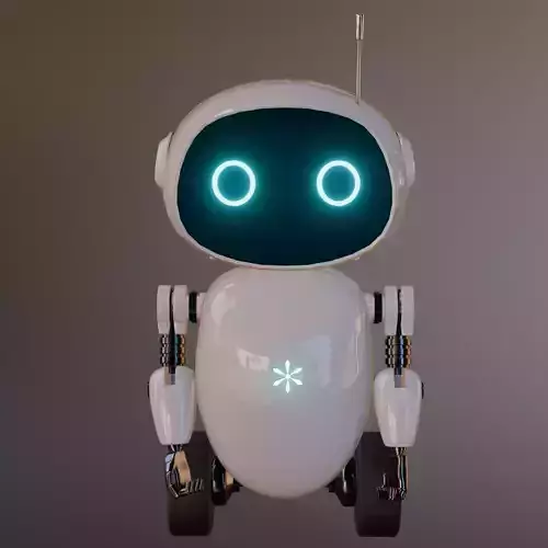 Cute Futuristic Service Robot -Friendly Sci-Fi Assistant