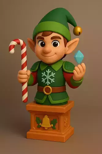Festive Elf  Christmas Chess Bishop  Stylized 3D Model 3D print model
