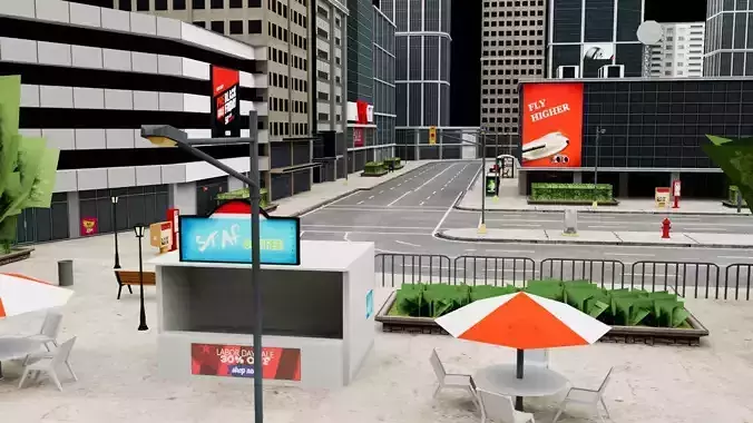 Game Ready City 3D Model Environment Low-poly 3D model