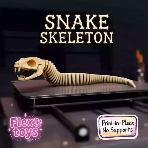 Flexi Snake Skeleton  Print-in-Place Articulated Toy