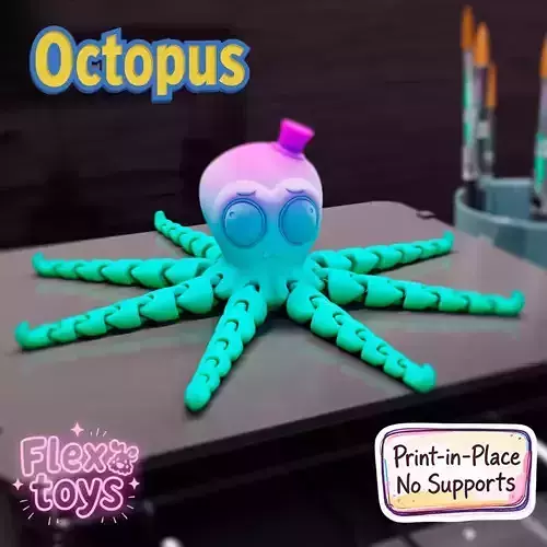 Flexi Octopus Print-in-Place Articulated Toy No Support Needed