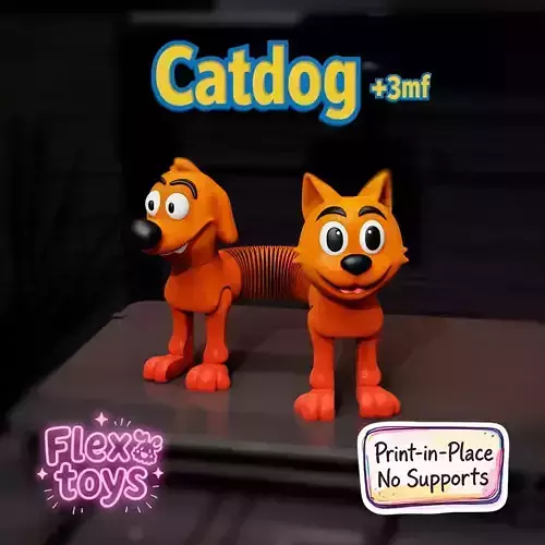 Flexi CatDog  Flexible 3D-Printable Toy