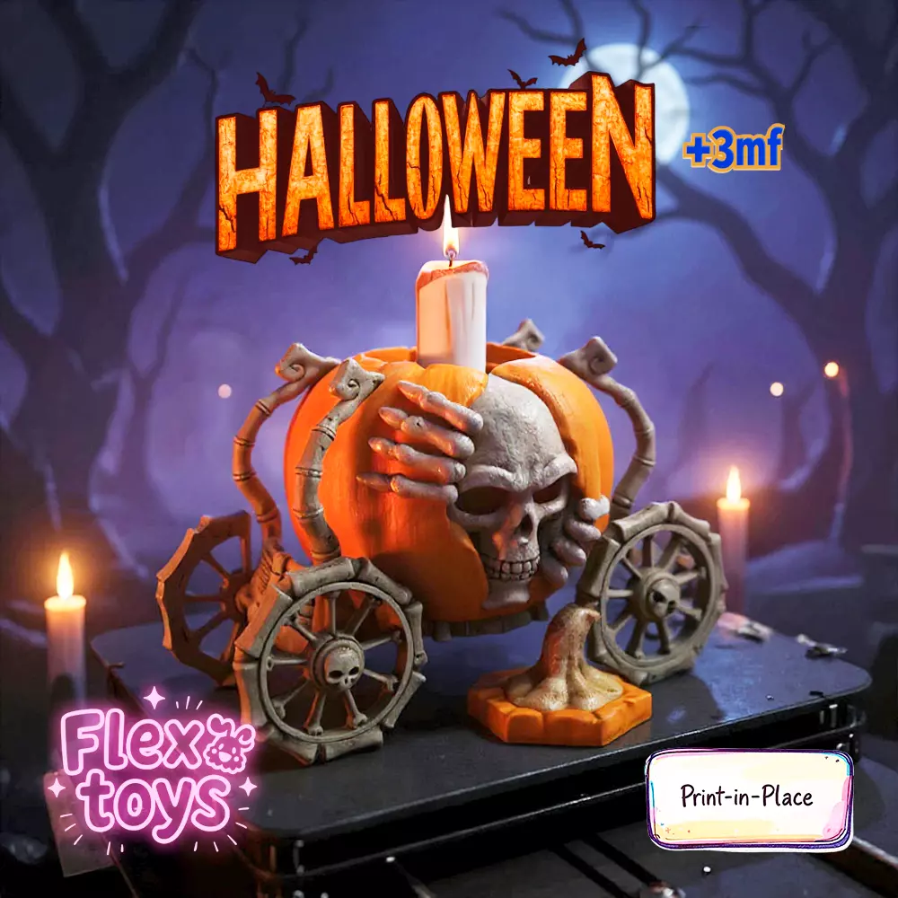 Flexi Pumpkin Carriage 3D Printable Toy and Candle Holder 3D print model