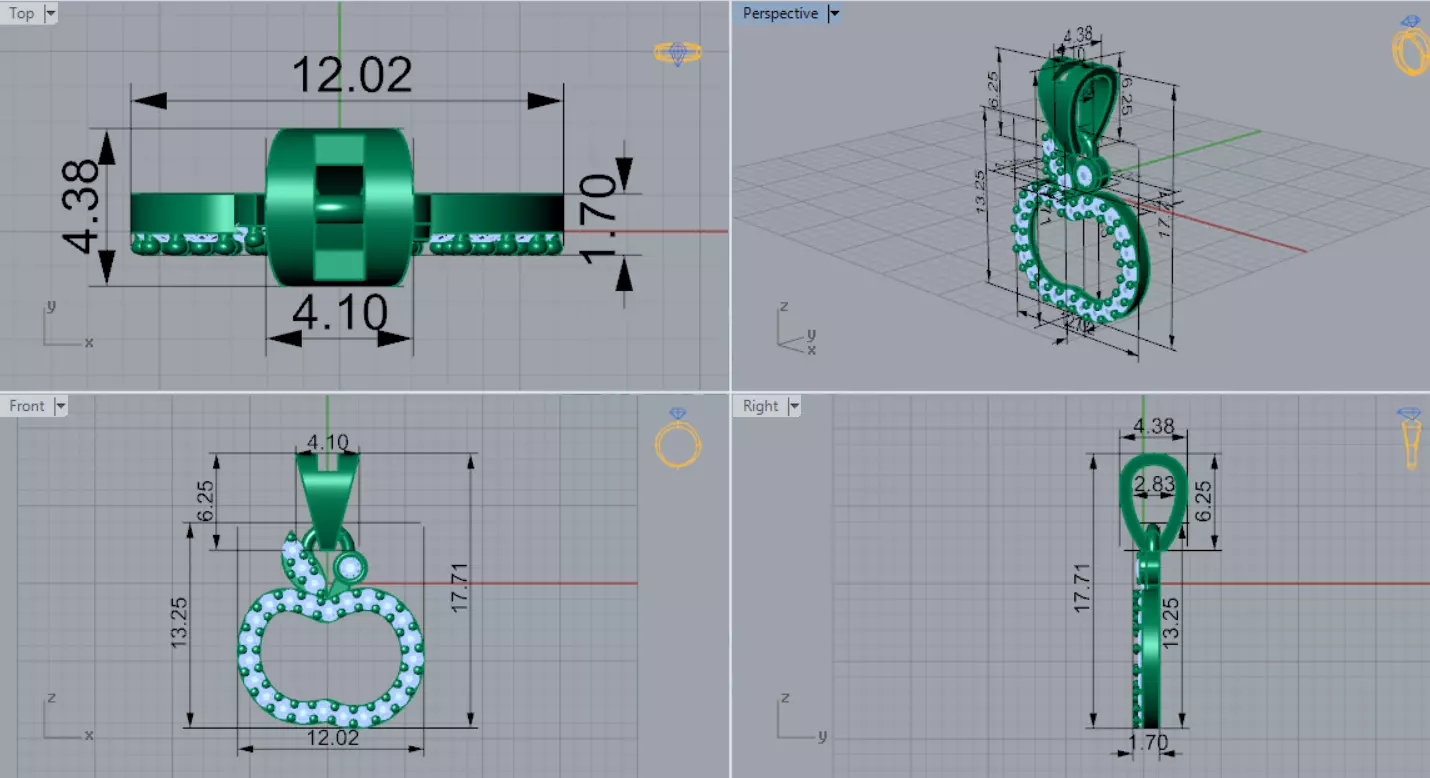 Apple Pendant Model A Symbol of Life and Shine jp0333 3D print model_8