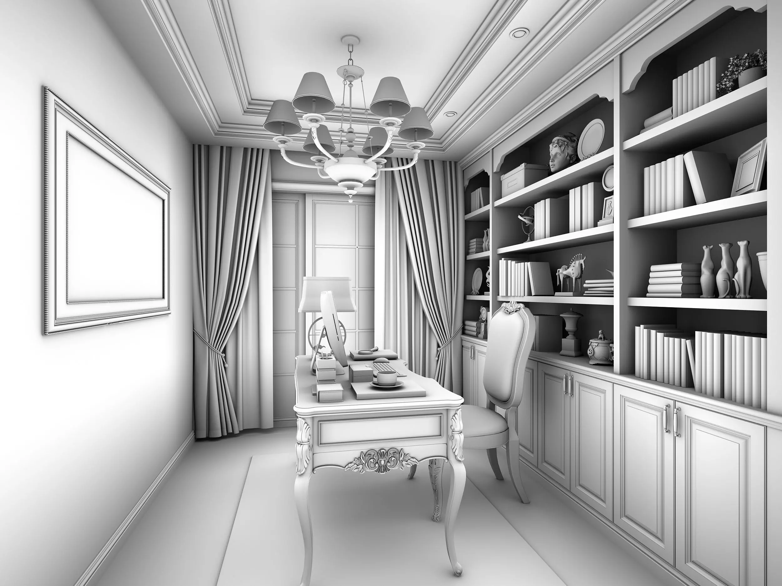 Classic Cabinet Scene Interior 3D model_6