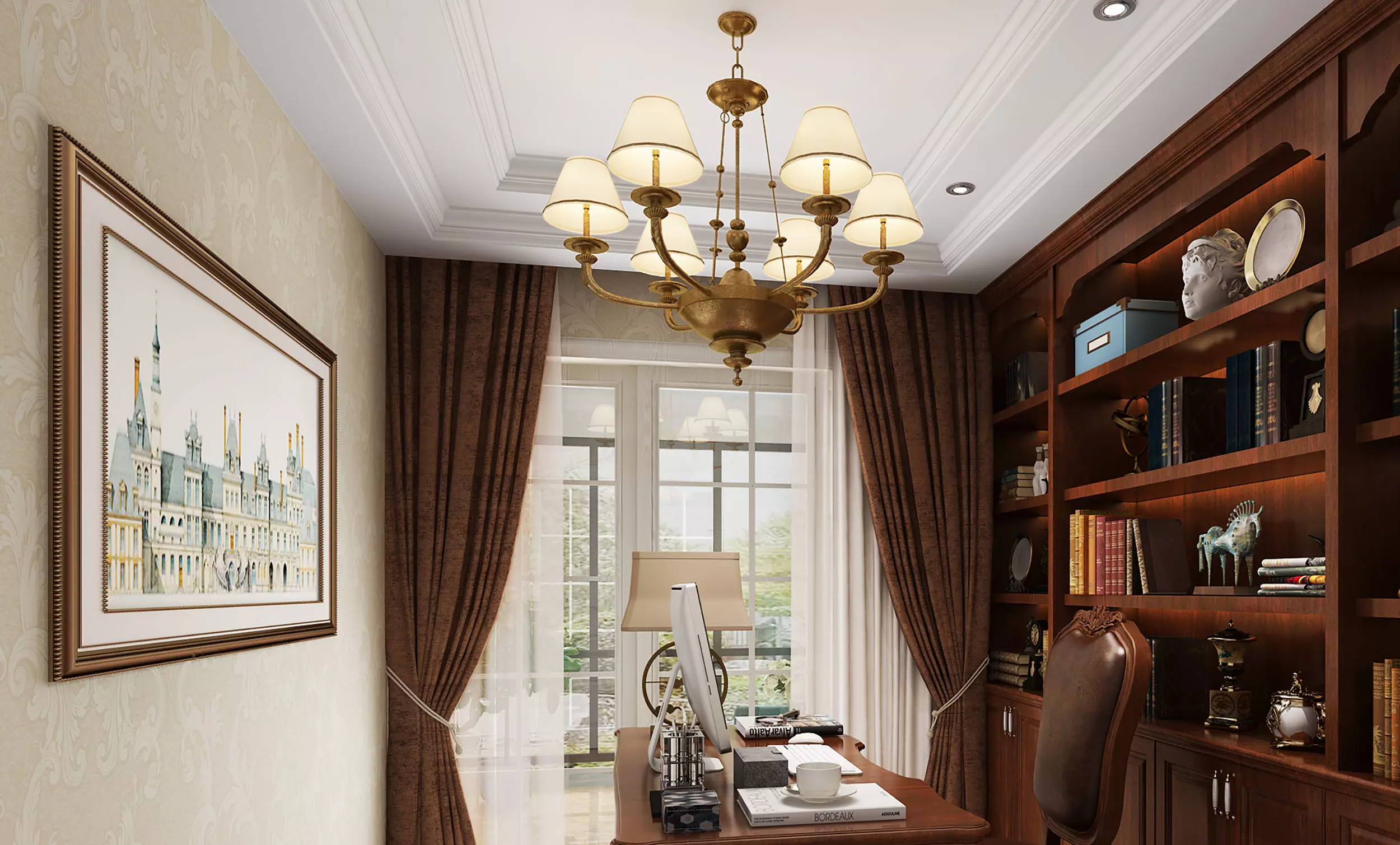 Classic Cabinet Scene Interior 3D model_4