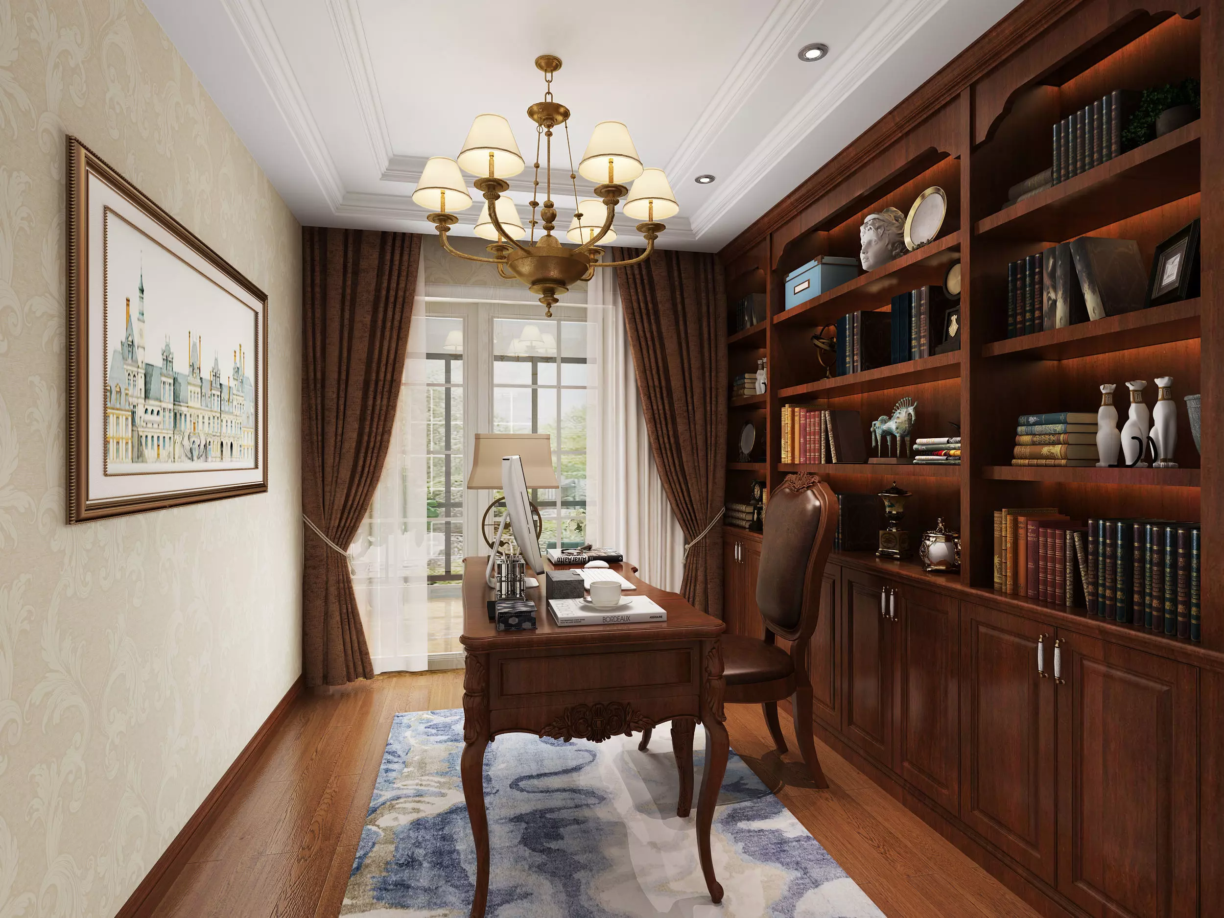 Classic Cabinet Scene Interior 3D model_0