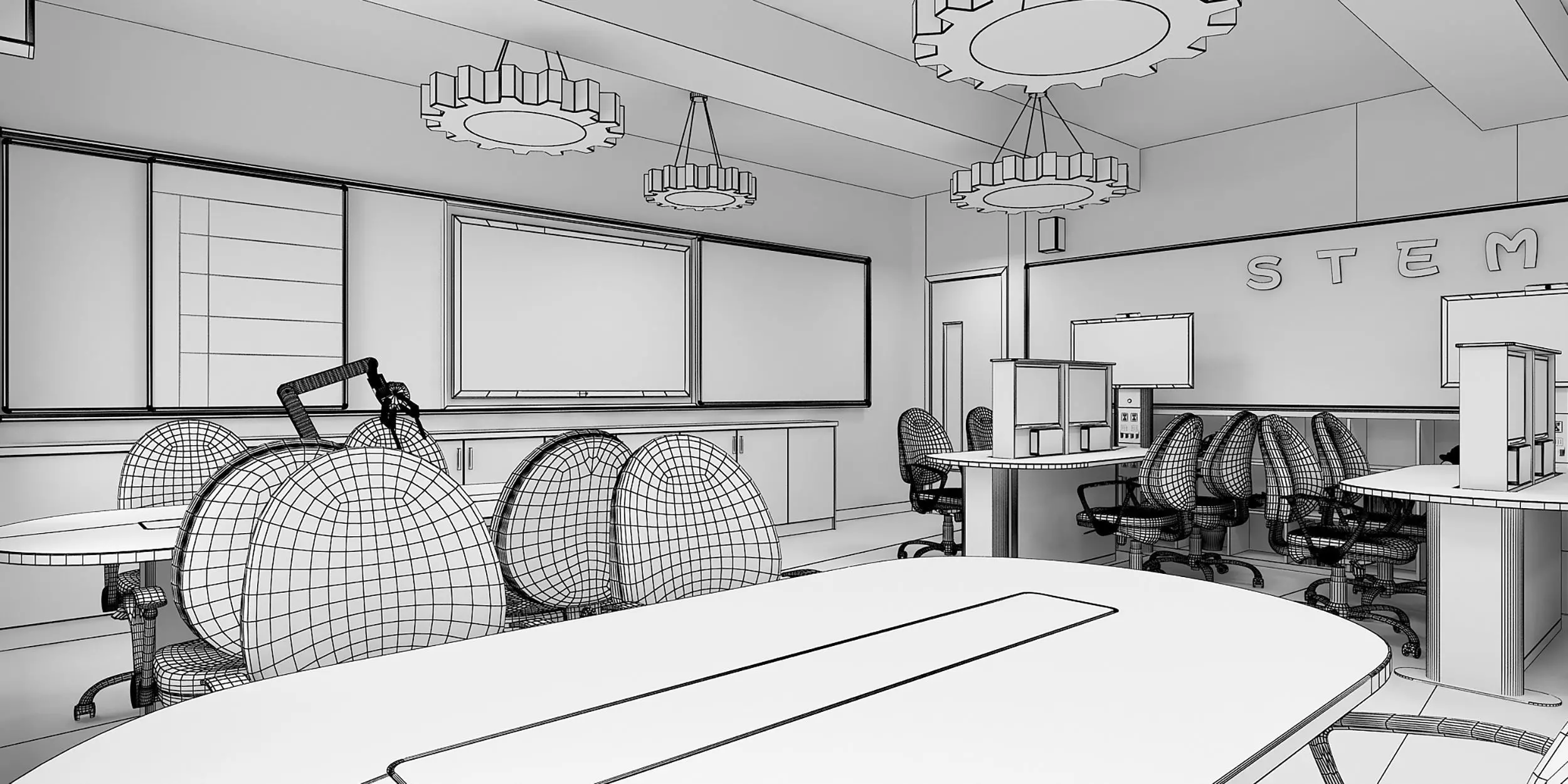 School Classroom 3D model_7
