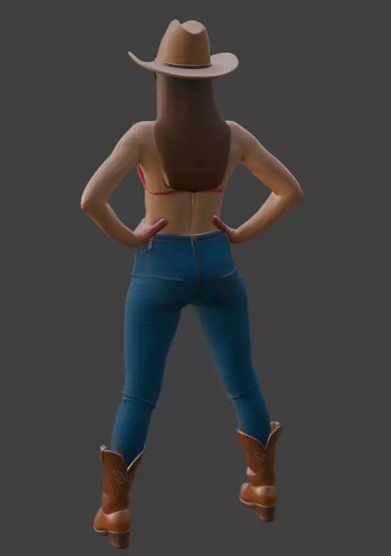 Cowboy style Girl 3d Model for 3D Printing 3D print model_2