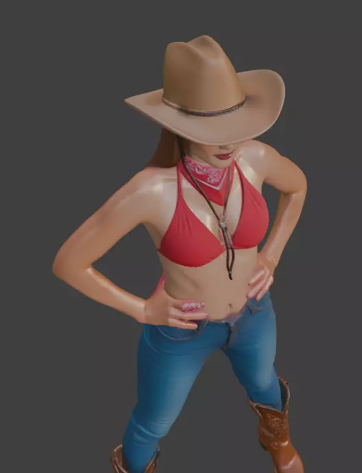 Cowboy style Girl 3d Model for 3D Printing 3D print model_4