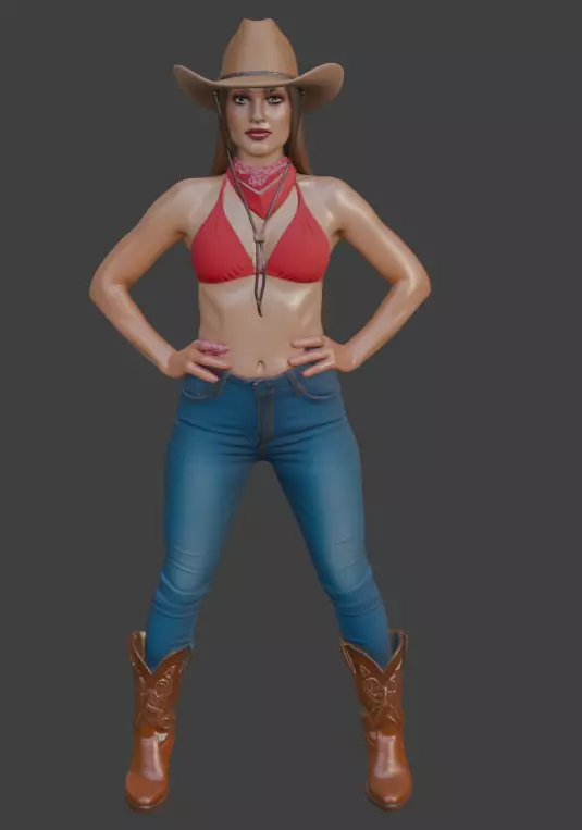 Cowboy style Girl 3d Model for 3D Printing 3D print model_1