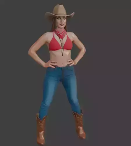 Cowboy style Girl 3d Model for 3D Printing