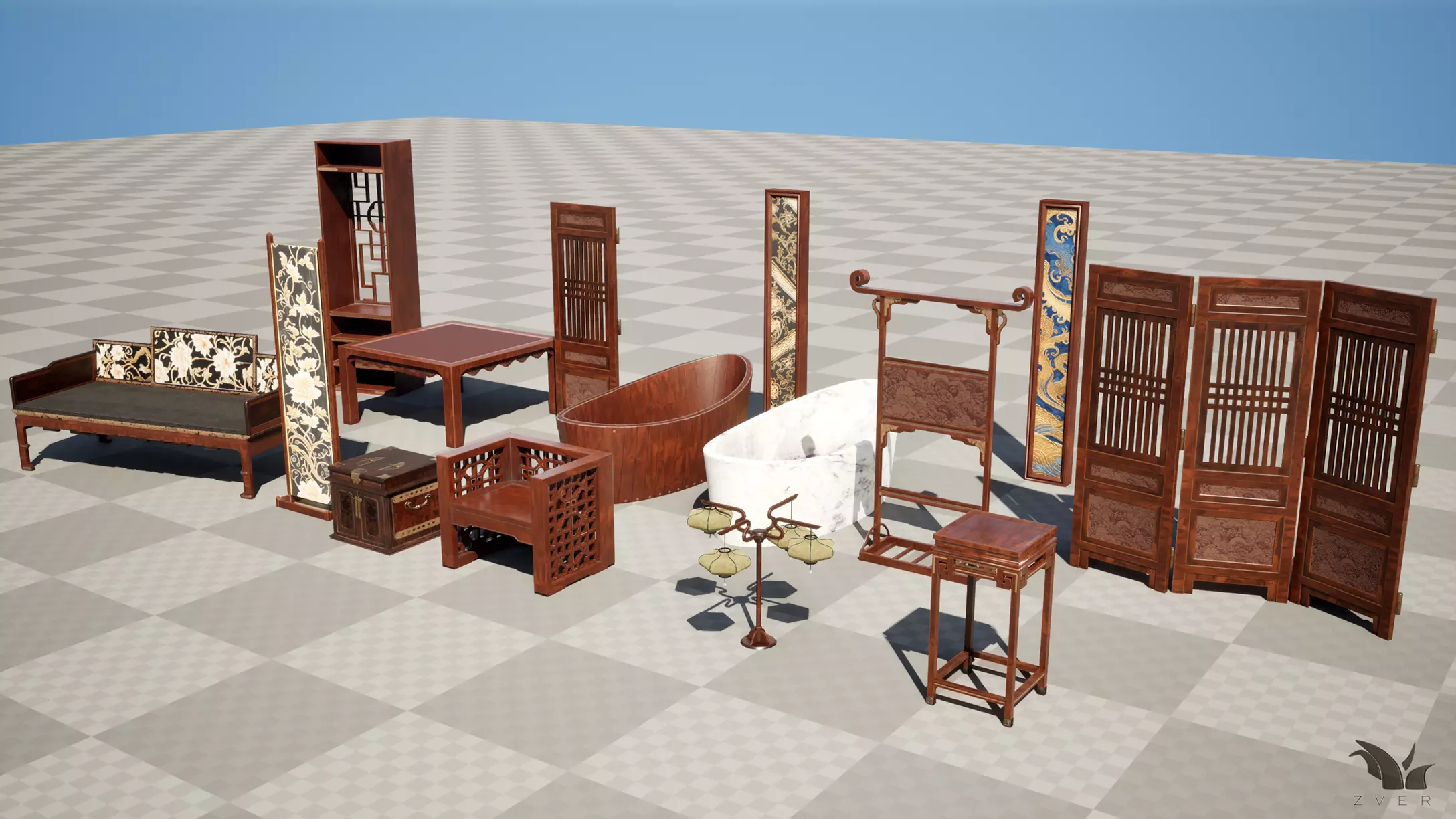 Chinese Interior Pack Vol 1 Low-poly 3D model_6