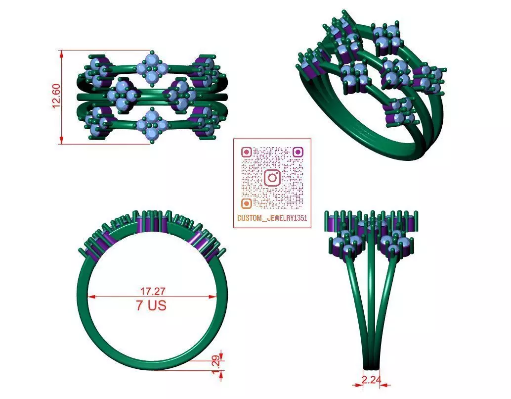 Solitaire ring 3D print model_5