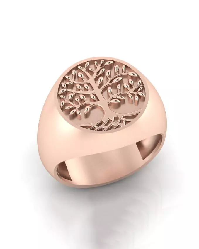 tree of life signet gold ring 3D print model