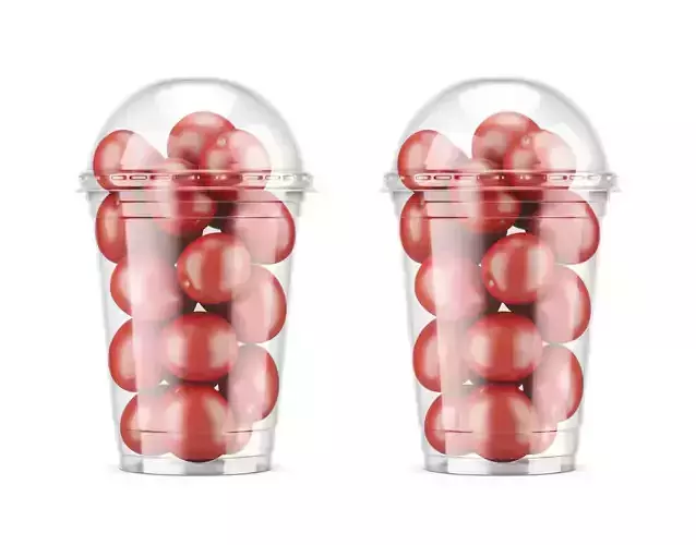 Plastic Cup with Cherry Tomatoes Mockup