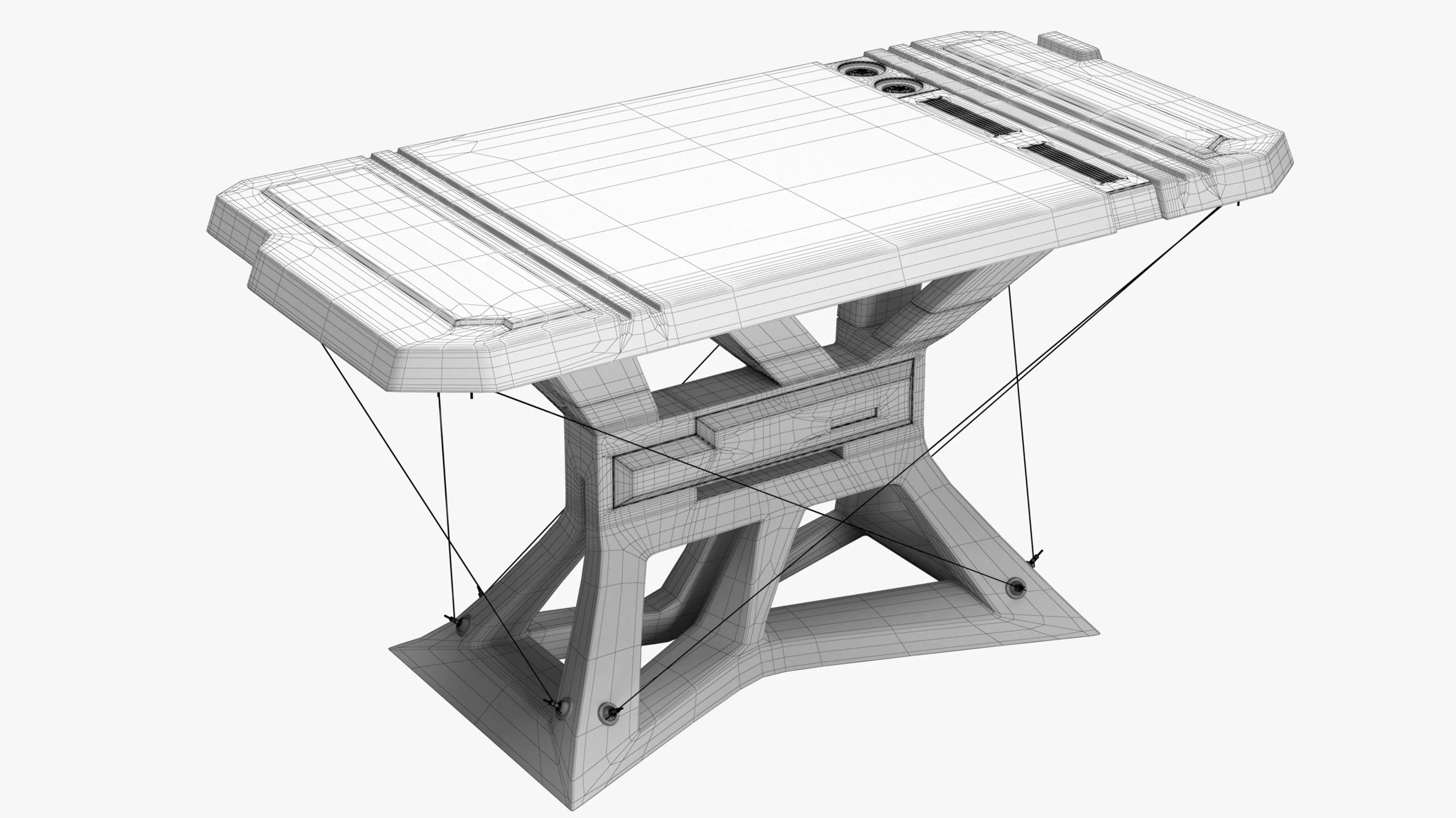 Table Sci-Fi Low-poly 3D model_5