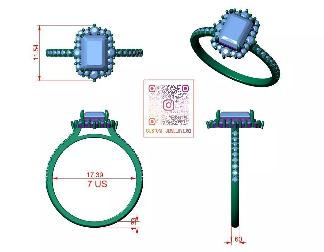 Solitaire ring 3D print model_5