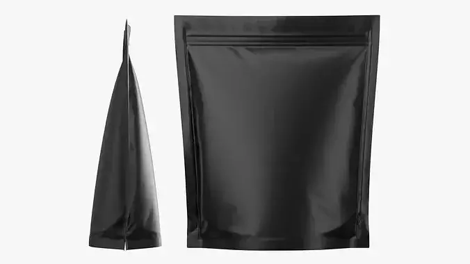Realistic Matte Black Stand Up Pouch Mockup 08