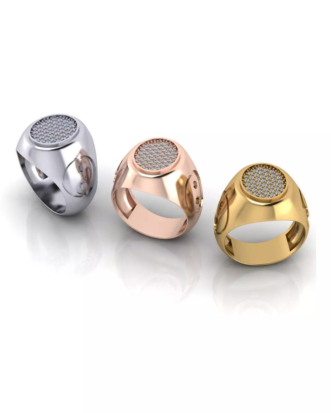 yin and yang signet jewelry ring pave setting 3D print model