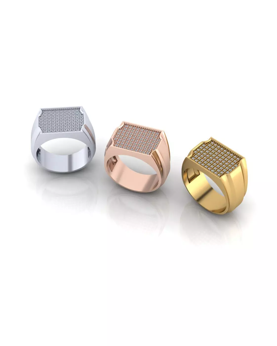 pave setting signet jewelry ring 3D print model