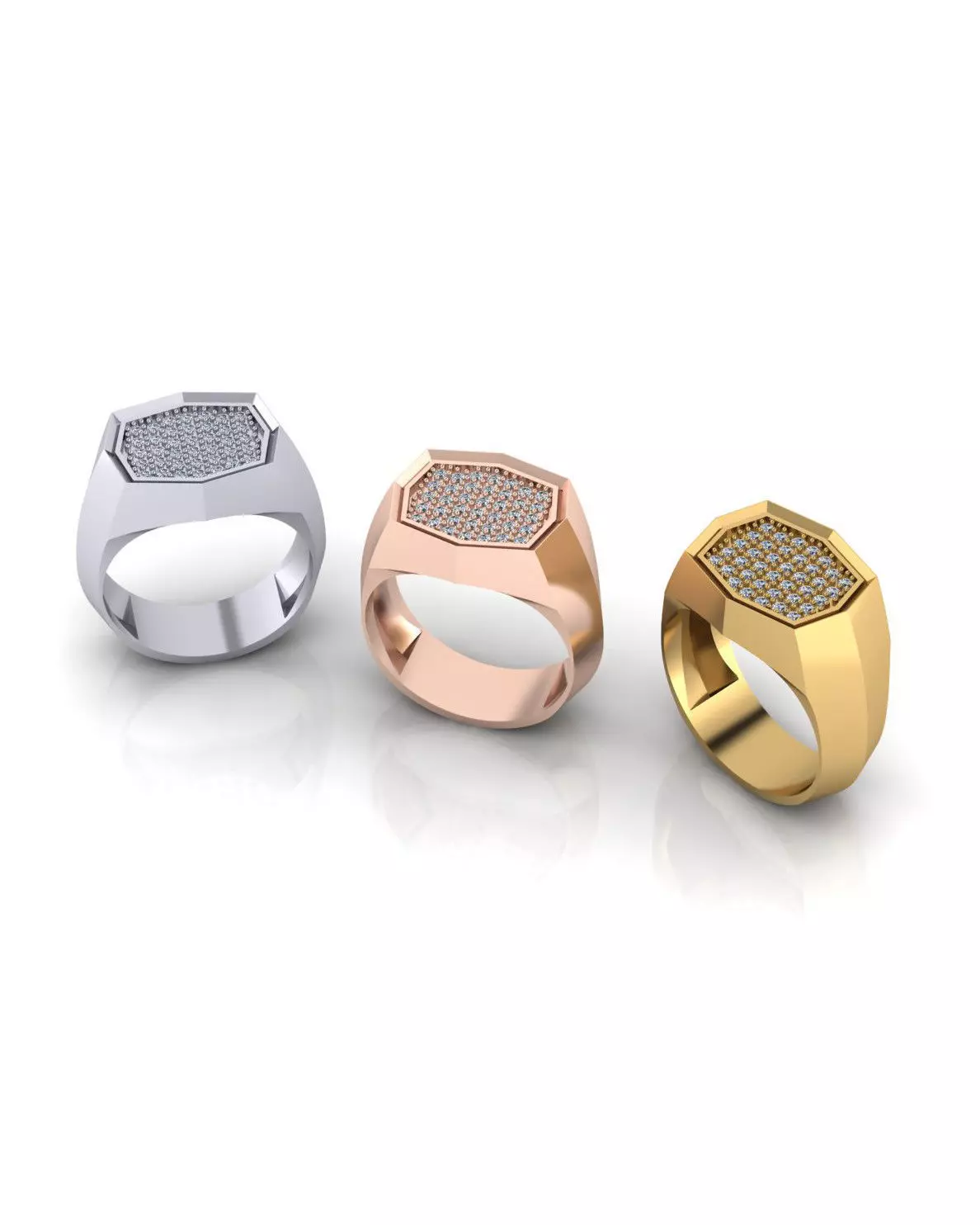 pave setting signet jewelry man ring 3D print model