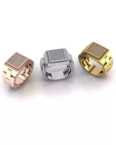 pave setting man jewelry ring 