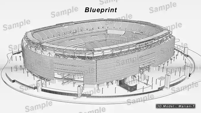 MetLife Stadium - New Jersey USA Low-poly 3D model 3