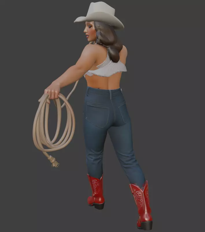 Cowboy girl 3d model 3D print model_5