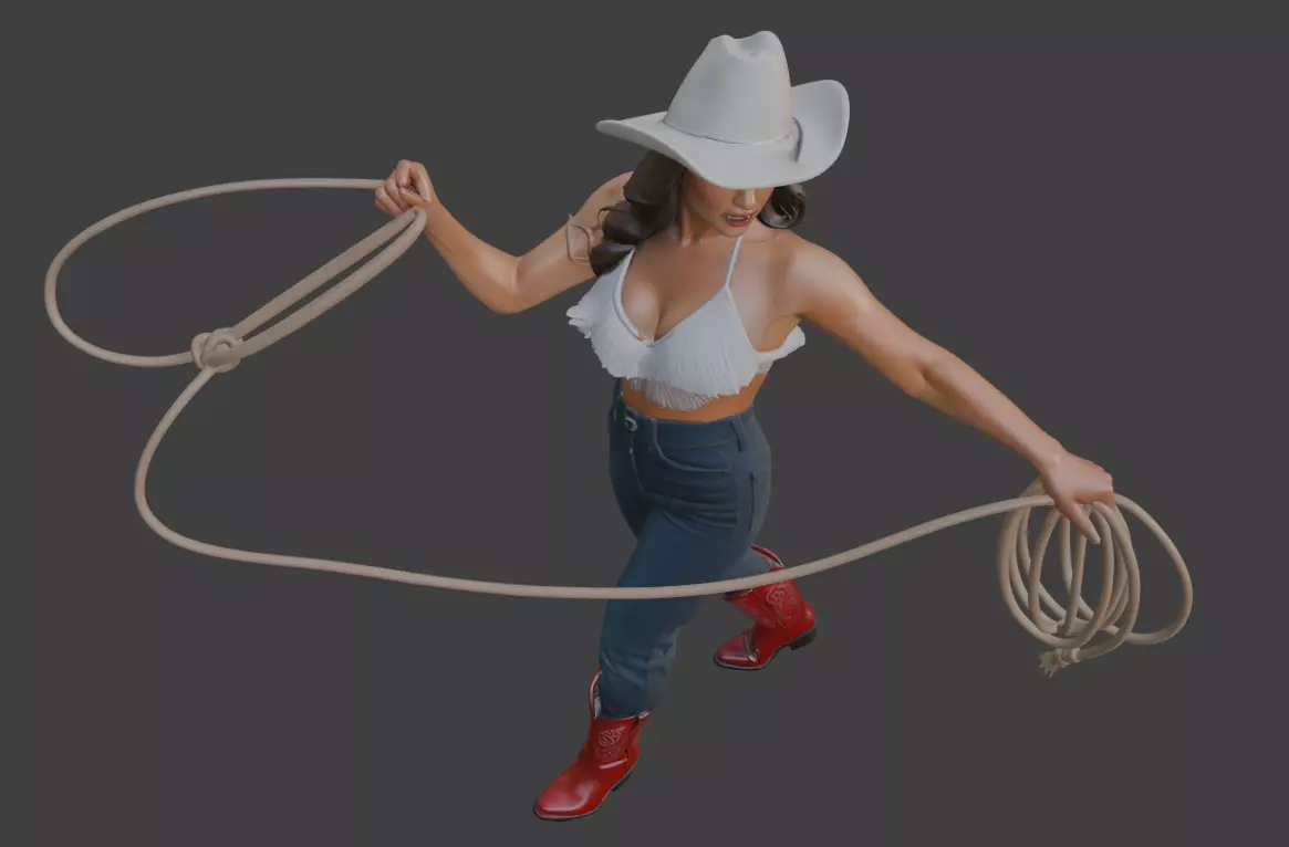 Cowboy girl 3d model 3D print model_3