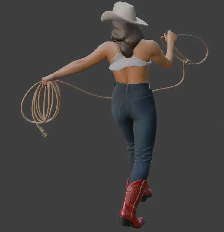Cowboy girl 3d model 3D print model_2