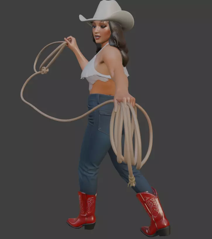 Cowboy girl 3d model 3D print model_1