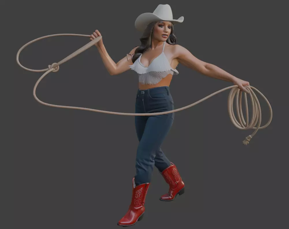 Cowboy girl 3d model 3D print model_0