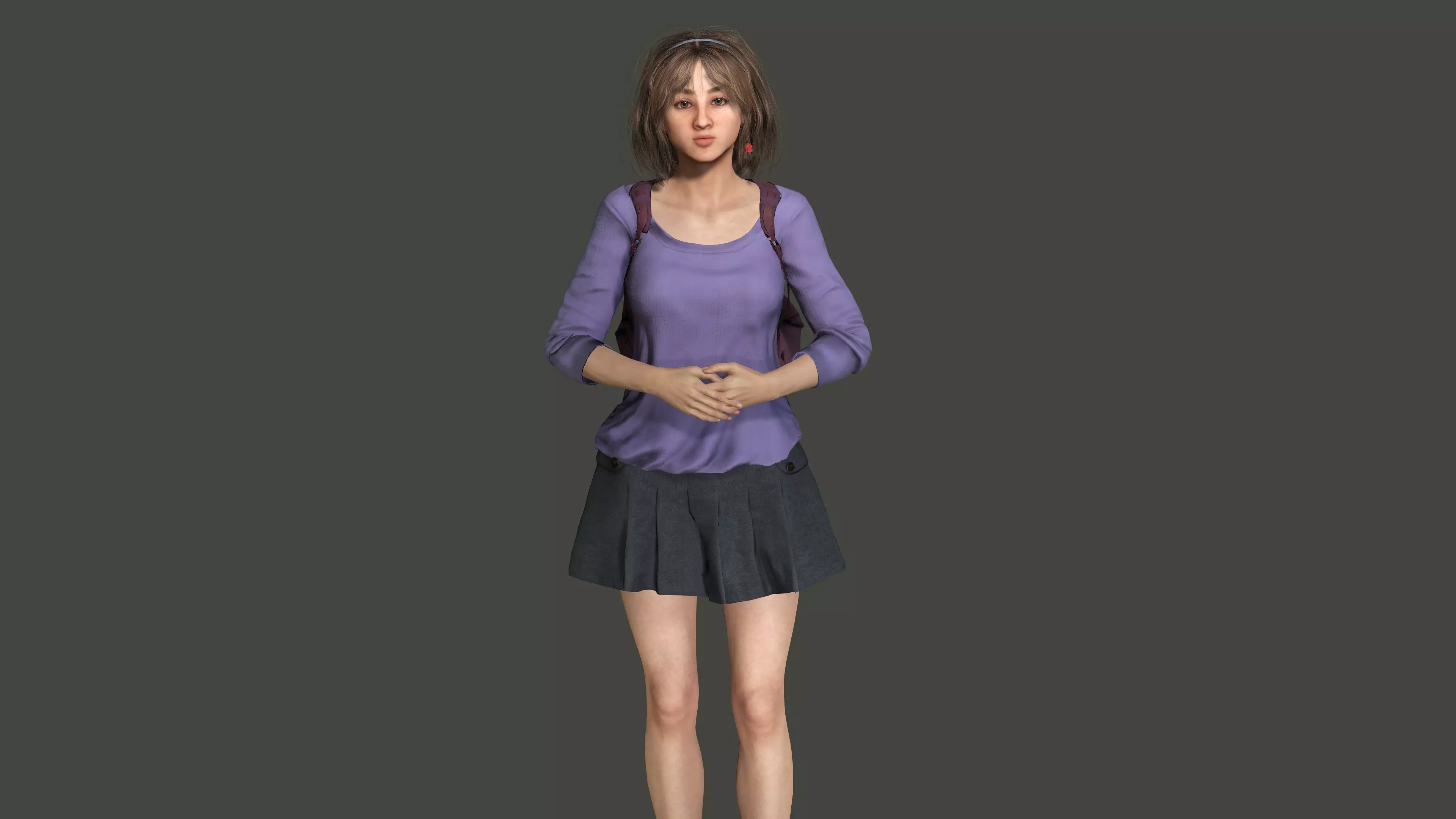 AAA REALISTIC FEMALE 3D CHARACTER BLONDE TEENAGE STUDENT Low-poly 3D model_2