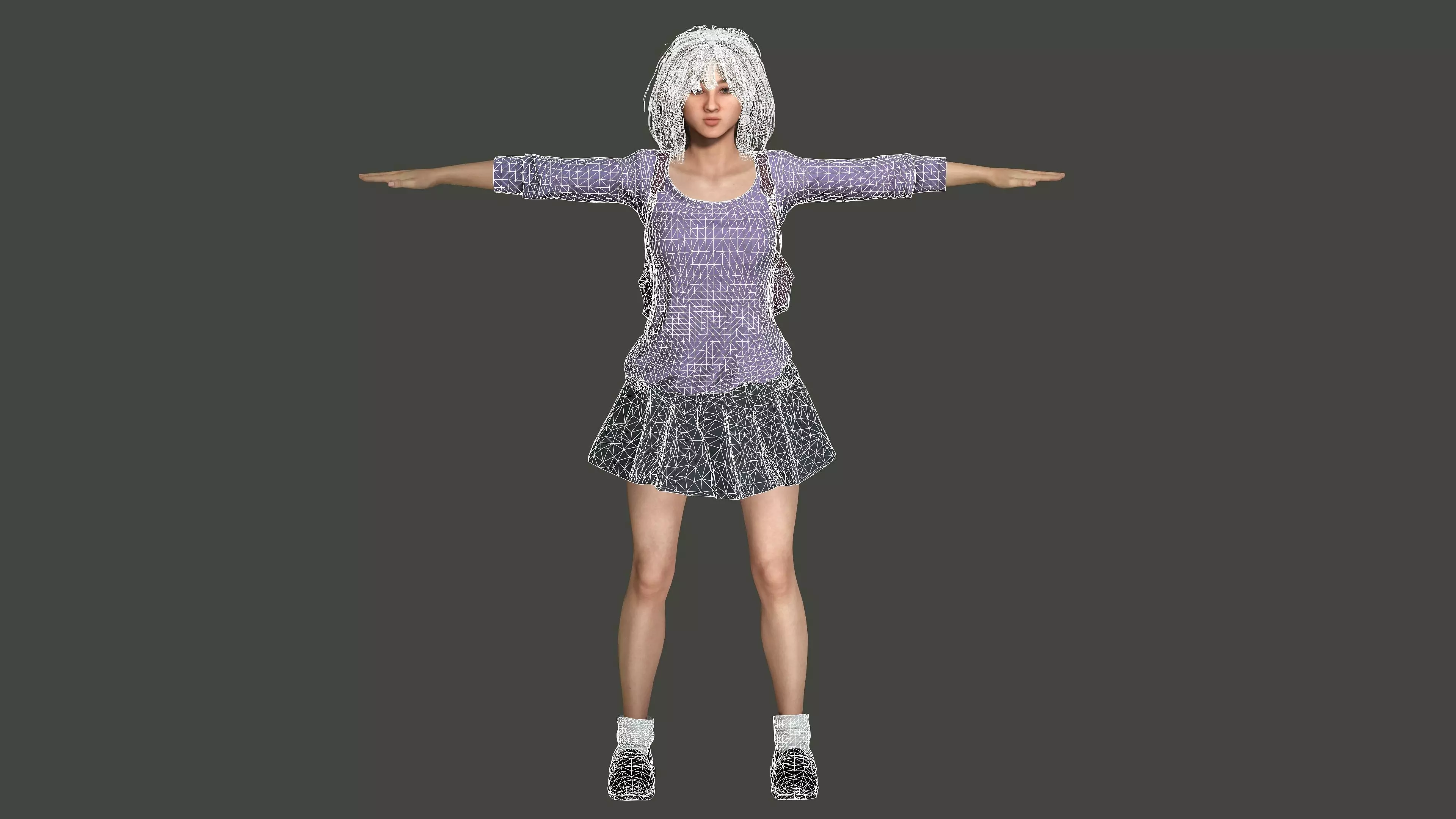 AAA REALISTIC FEMALE 3D CHARACTER BLONDE TEENAGE STUDENT Low-poly 3D model_14