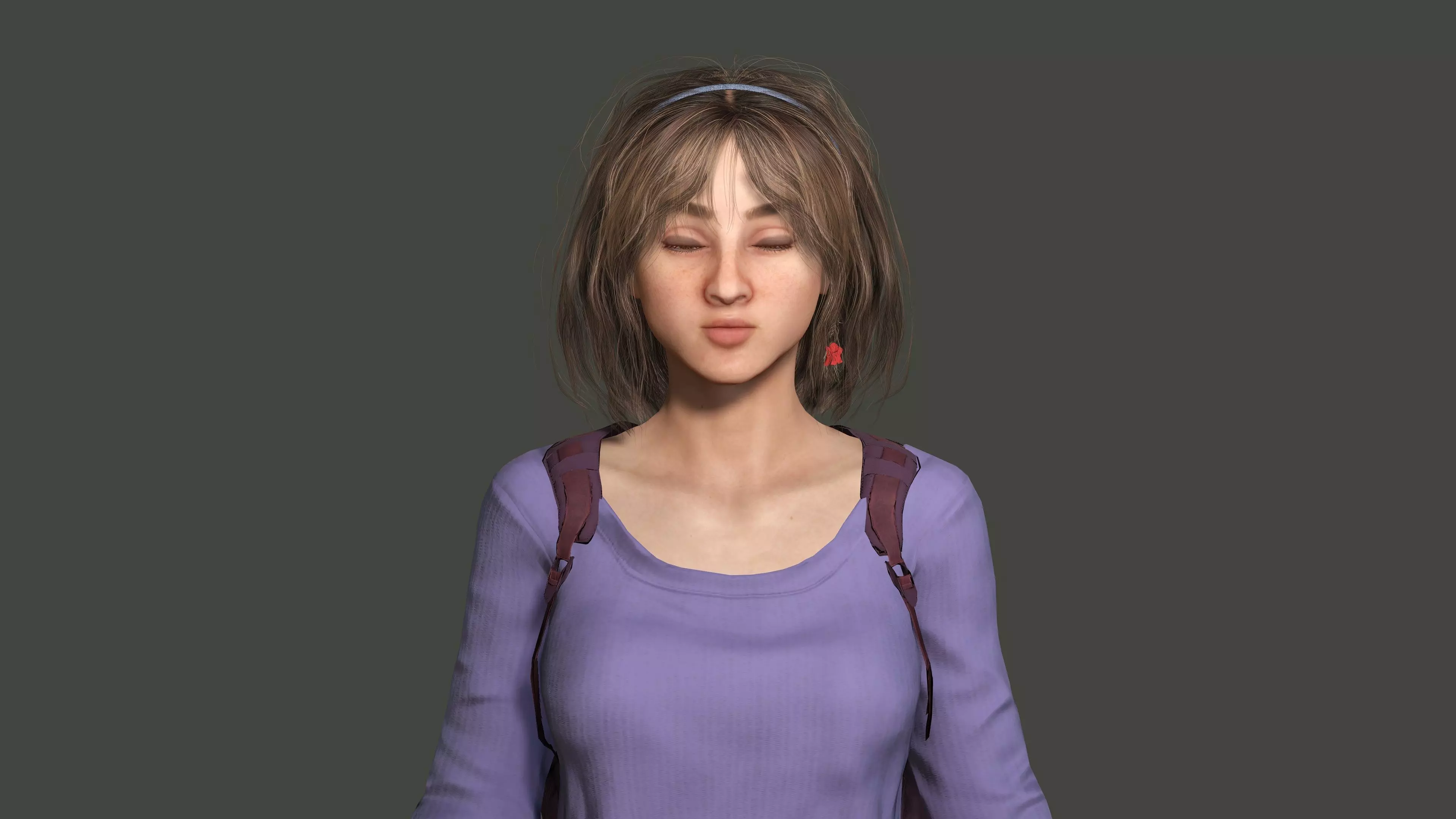 AAA REALISTIC FEMALE 3D CHARACTER BLONDE TEENAGE STUDENT Low-poly 3D model_8