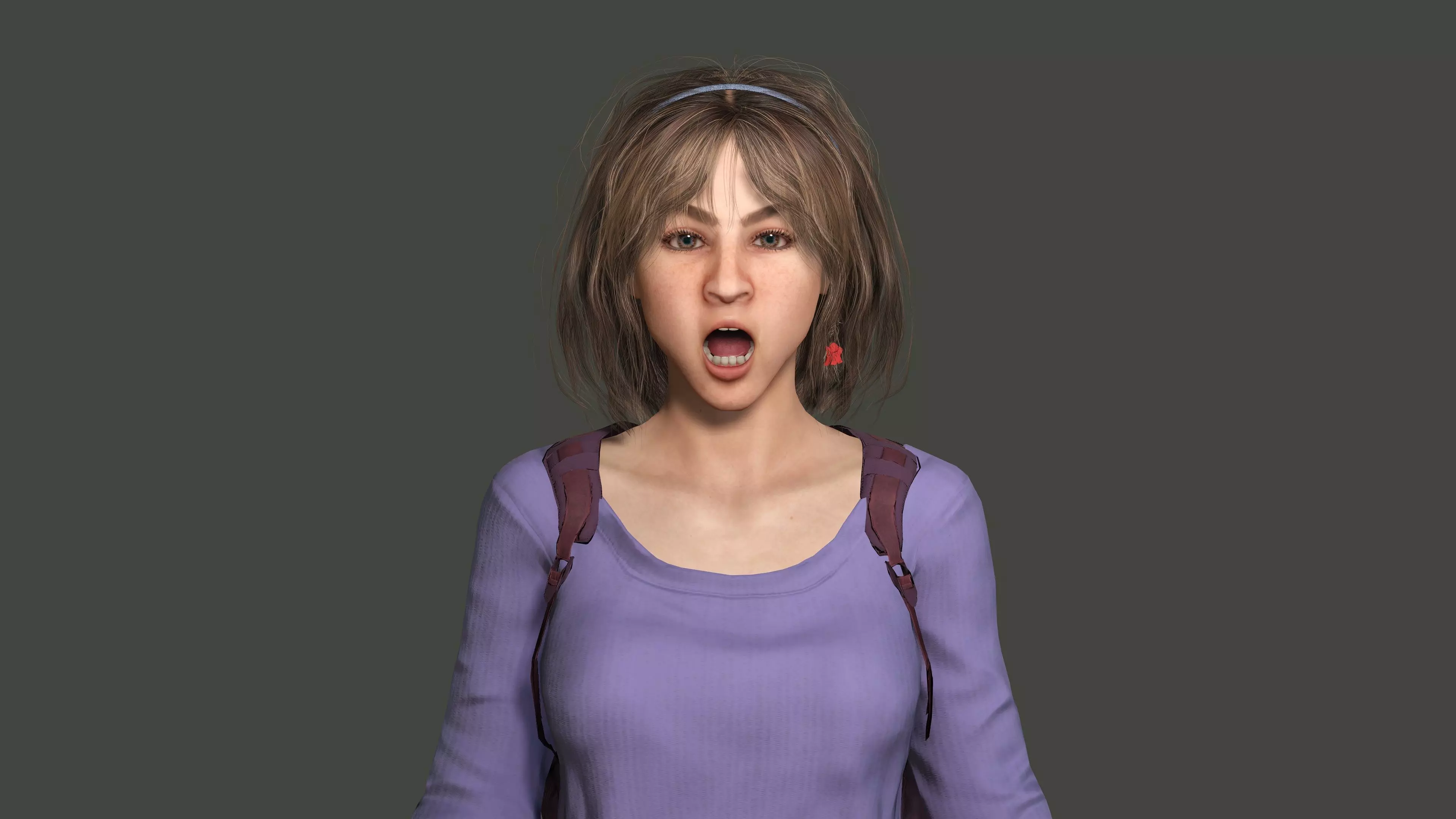 AAA REALISTIC FEMALE 3D CHARACTER BLONDE TEENAGE STUDENT Low-poly 3D model_10